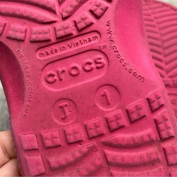 Crocs Pink BAYA FLIP Flip-Flops Girls Size J1 - Picture 9 of 10